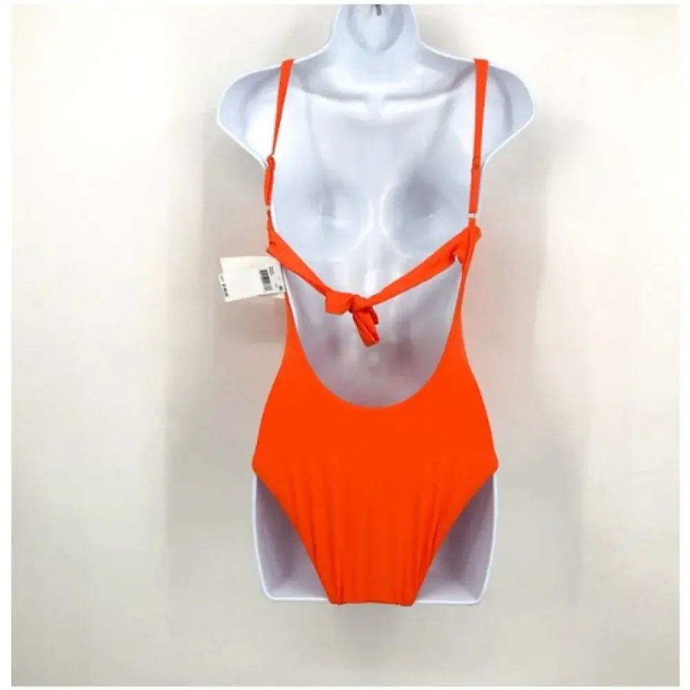 BECCA Women's Baja Mar One Piece Swimsuit Large Orange Carrot High Neck NWT